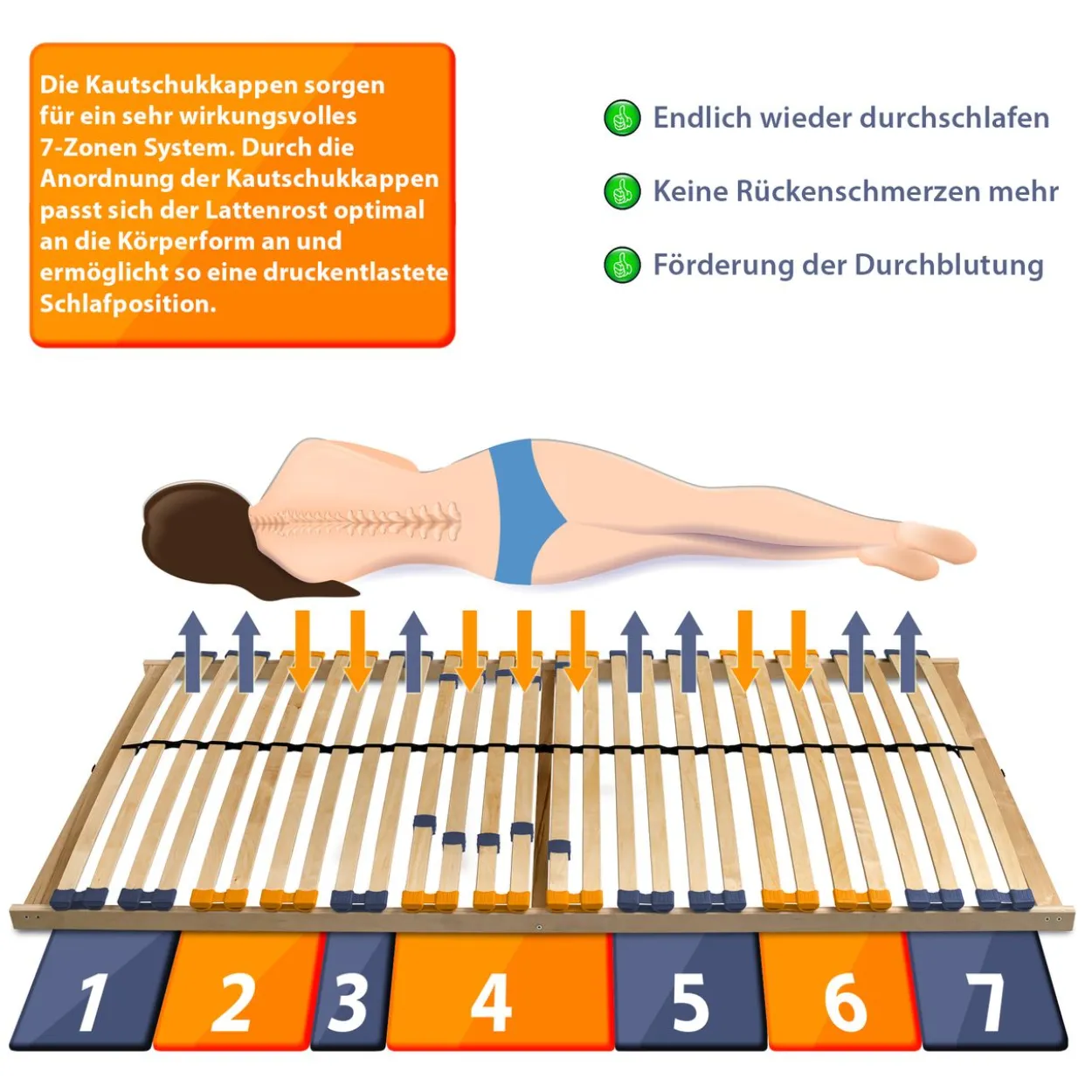 2er Set Lattenrost 100 x 200 cm für Partner "MULTIRA" 7-Zonen starr 28 Leisten Härtegrad verstellbar