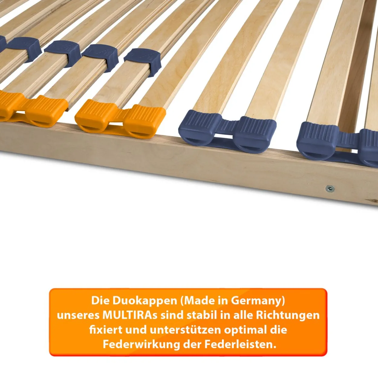 2er Set Lattenrost 100 x 200 cm für Partner "MULTIRA" 7-Zonen starr 28 Leisten Härtegrad verstellbar