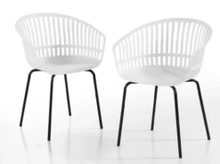 2er-Set luxuriöse Stapelbare Sühle, ca. 55 x 61,5 x 46 cm - Weiß