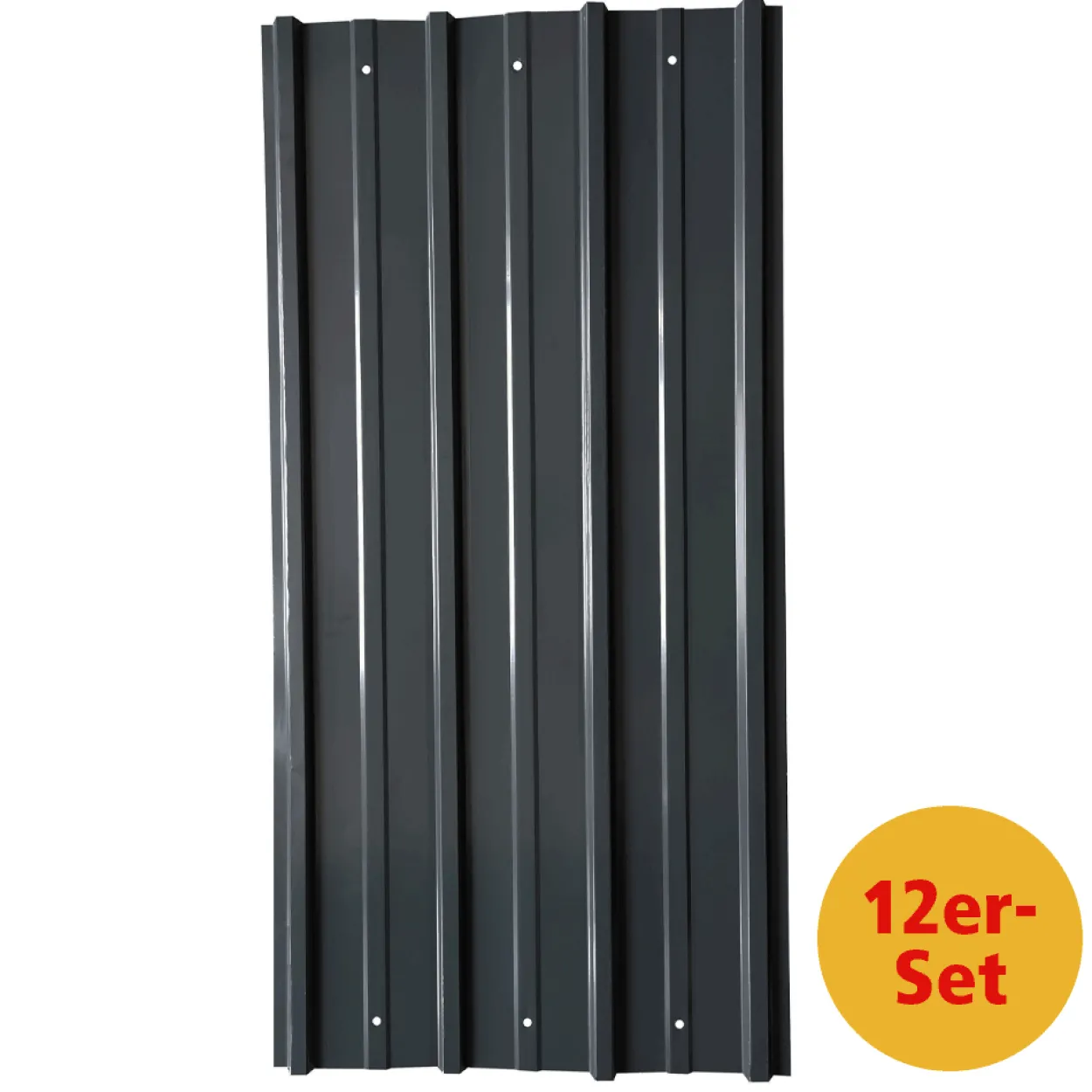 12er Set Profil-/Trapezblech - ca. 117 cm x 57 cm - Anthrazit