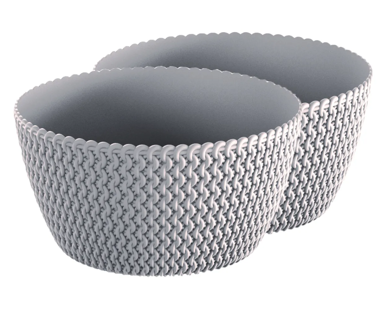 2er-Set Strickoptik-Blumentopf, ca. 3,8 Liter - Mocca