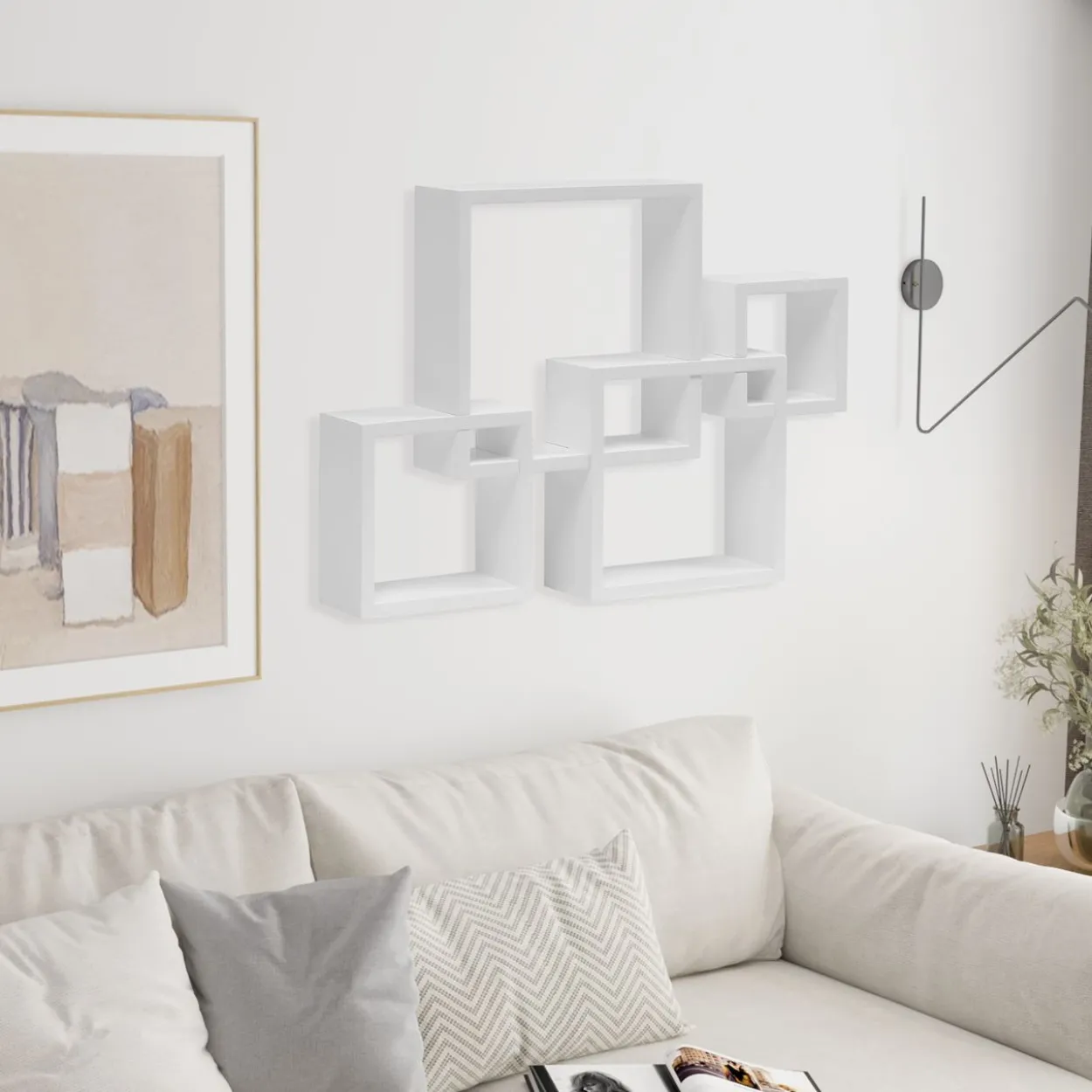 4er-Set Wandregal, ca. 44 x 10 x 60 cm - Weiß