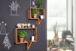 2er Set Wandregale Massivholz Sheesham Cubes