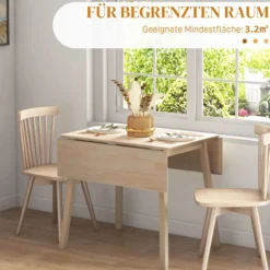 Esstisch klappbar, Küchentisch für 2-4 Personen, Klapptisch Holz Natur