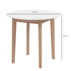Esstisch, Runder Küchentisch für 2 Personen, Esszimmertisch, Holz, Weiß