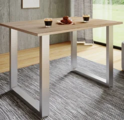 Esstisch "Xona" 140x50 U-Fußgestell Sonoma-Eiche/Silber