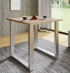 Esstisch "Xona" 80x80 U-Fußgestell Sonoma-Eiche/Silber