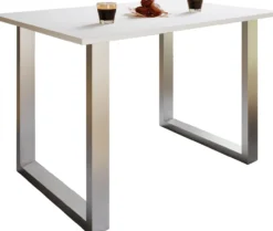 Esstisch "Xona" 110x50 U-Fußgestell Weiß/Silber