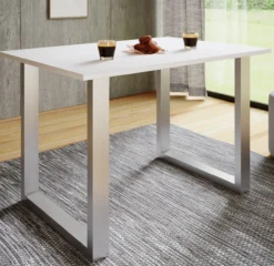 Esstisch "Xona" 140x50 U-Fußgestell Weiß/Silber