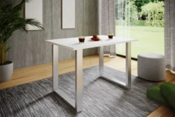 Esstisch "Xona" 140x50 U-Fußgestell Weiß/Silber