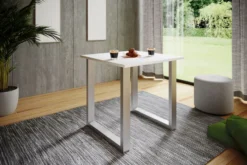 Esstisch "Xona" 80x50 U-Fußgestell Weiß/Silber
