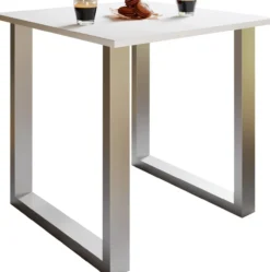Esstisch "Xona" 80x80 U-Fußgestell Weiß/Silber
