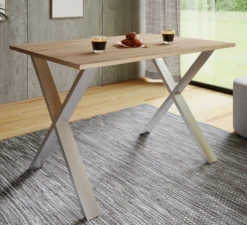 Esstisch "Xona" 110x80 X-Fußgestell Sonoma-Eiche/Silber