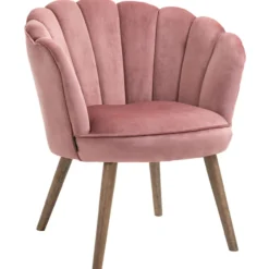 Esszimmerstuhl Küchenstuhl mit Rückenlehne Polyester Gummiholz Rosa