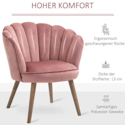 Esszimmerstuhl Küchenstuhl mit Rückenlehne Polyester Gummiholz Rosa