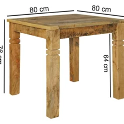 Esszimmertisch RUSTICA 80 x 80 x 76 cm Mango Massivholz