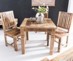 Esszimmertisch RUSTICA 80 x 80 x 76 cm Mango Massivholz