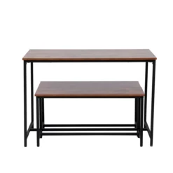 Esszimmertischset mit 1 Tisch & 2 Sitzbänken – Holz/Schwarz