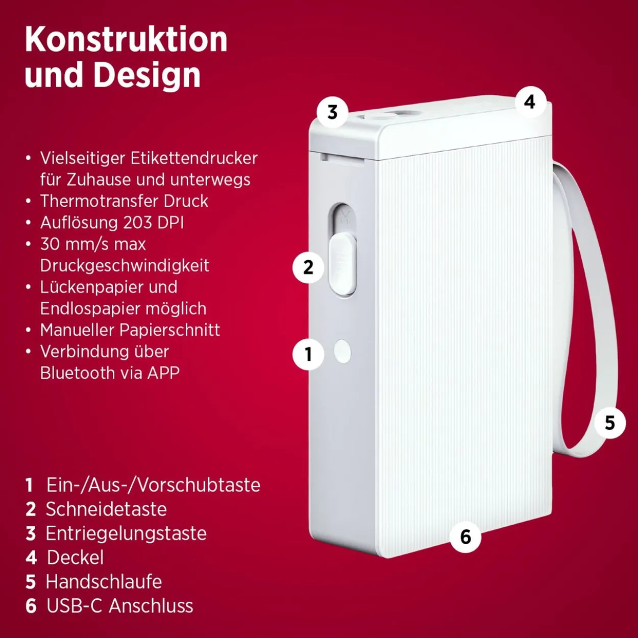 Etikettendrucker OLYMPIA P22 weiß