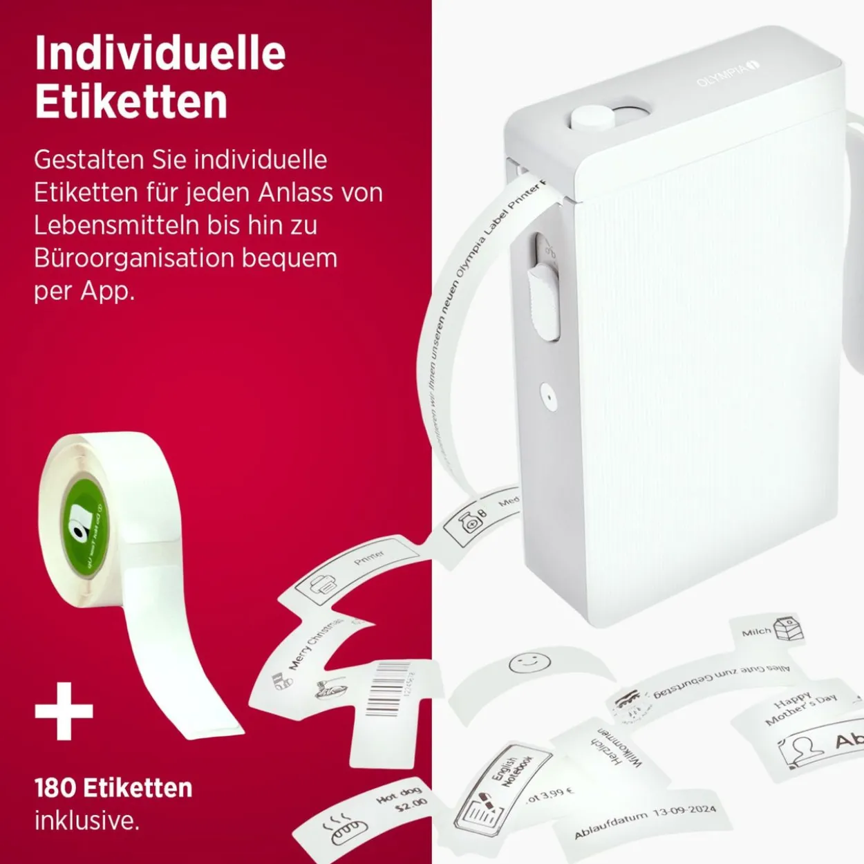 Etikettendrucker OLYMPIA P22 weiß