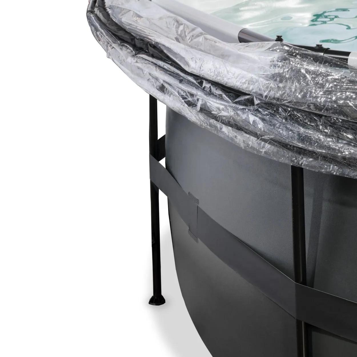 EXIT Black Leather Pool ø427x122cm mit Sandfilterpumpe und Abdeckung - Schwarz