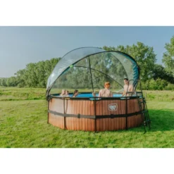 EXIT Black Leather Pool ø427x122cm mit Sandfilterpumpe und Abdeckung - Schwarz