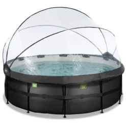 EXIT Black Leather Pool ø427x122cm mit Sandfilterpumpe und Abdeckung - Schwarz