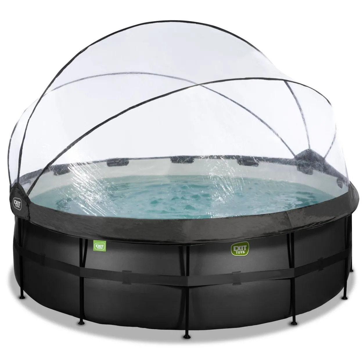 EXIT Black Leather Pool ø427x122cm mit Sandfilterpumpe und Abdeckung - Schwarz