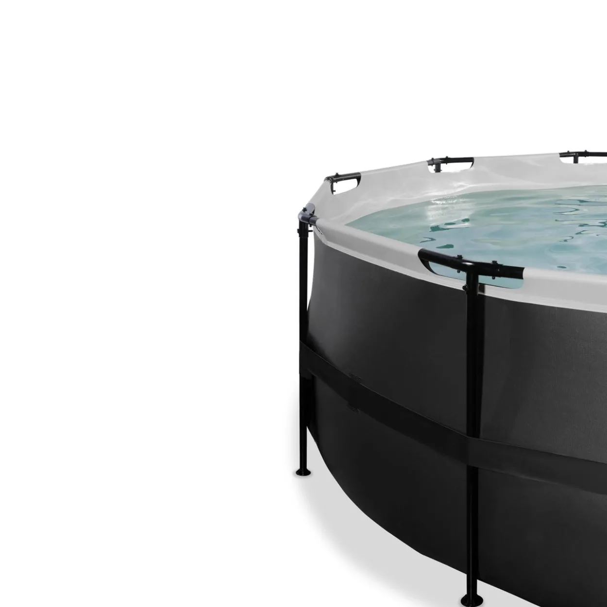EXIT Black Leather Pool ø427x122cm mit Sandfilterpumpe und Abdeckung - Schwarz