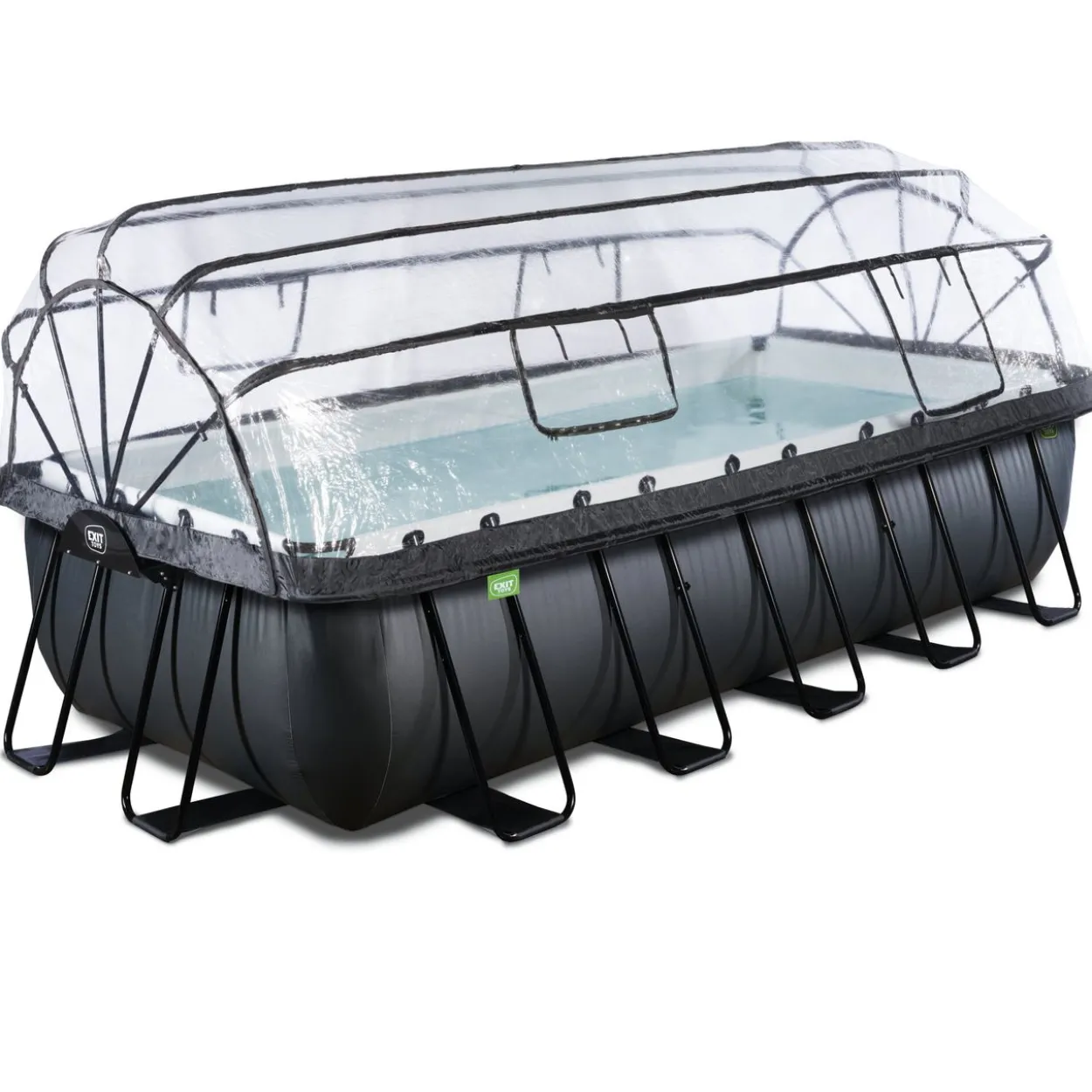 EXIT Black Leather Pool 540x250x122cm mit Sandfilterpumpe und Abdeckung - Schwarz