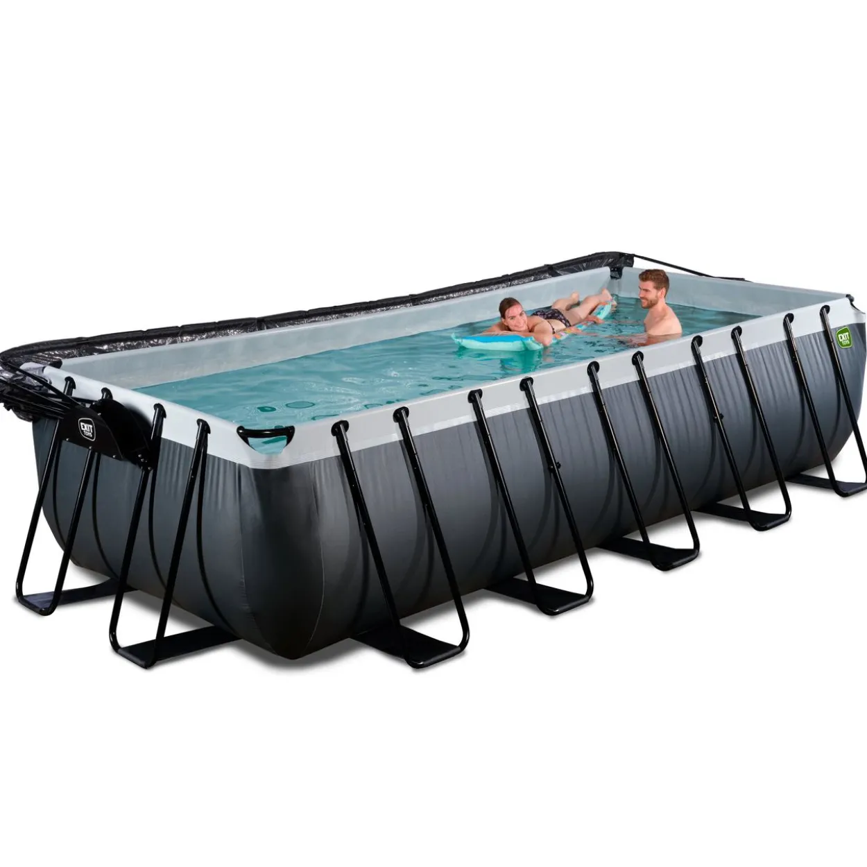 EXIT Black Leather Pool 540x250x122cm mit Sandfilterpumpe und Abdeckung - Schwarz