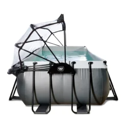 EXIT Black Leather Pool 540x250x122cm mit Sandfilterpumpe und Abdeckung - Schwarz