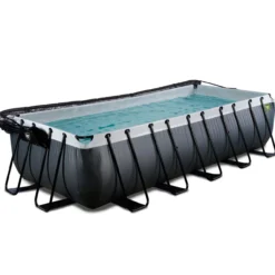 EXIT Black Leather Pool 540x250x122cm mit Sandfilterpumpe und Abdeckung - Schwarz