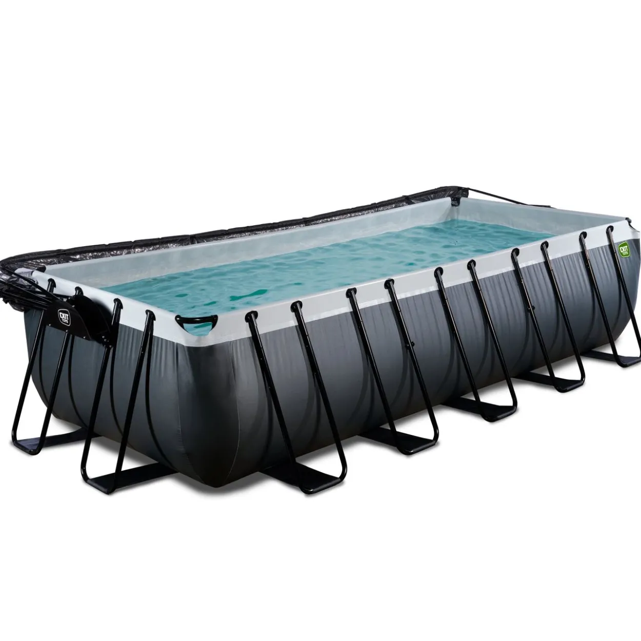 EXIT Black Leather Pool 540x250x122cm mit Sandfilterpumpe und Abdeckung - Schwarz