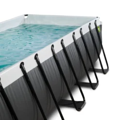 EXIT Black Leather Pool 540x250x122cm mit Sandfilterpumpe und Abdeckung - Schwarz