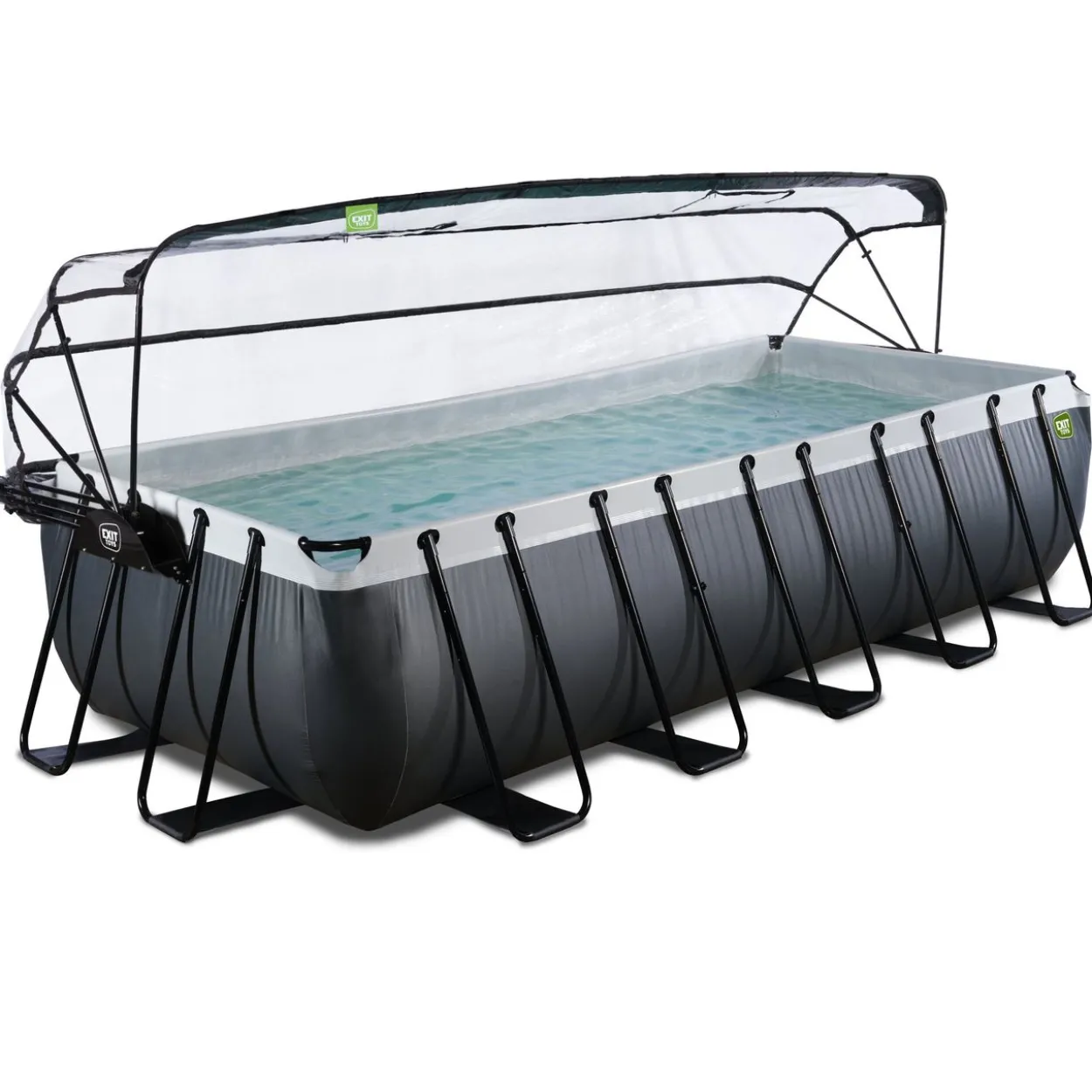 EXIT Black Leather Pool 540x250x122cm mit Sandfilterpumpe und Abdeckung - Schwarz