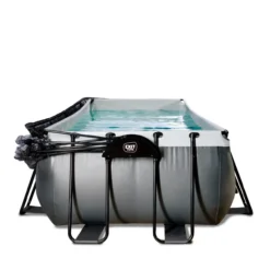 EXIT Black Leather Pool 540x250x122cm mit Sandfilterpumpe und Abdeckung - Schwarz
