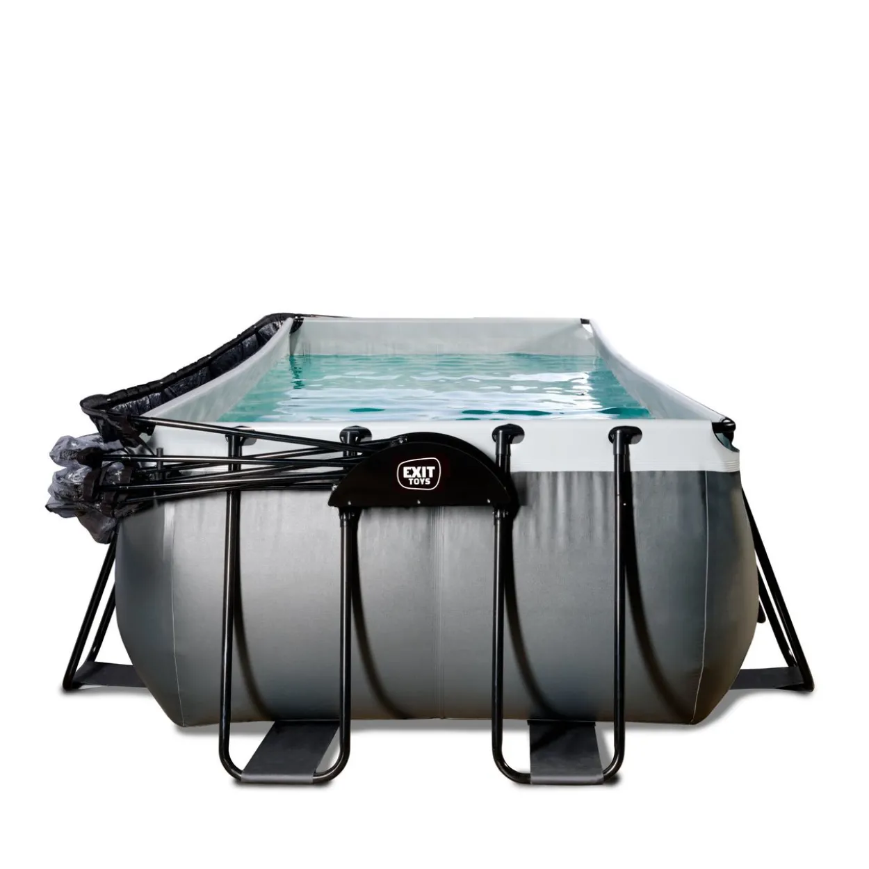 EXIT Black Leather Pool 540x250x122cm mit Sandfilterpumpe und Abdeckung - Schwarz