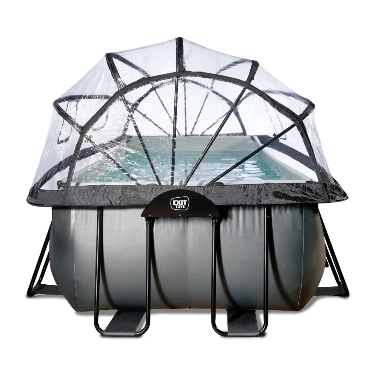 EXIT Black Leather Pool 540x250x122cm mit Sandfilterpumpe und Abdeckung - Schwarz