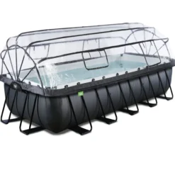 EXIT Black Leather Pool 540x250x122cm mit Sandfilterpumpe und Abdeckung und Wärmepumpe - Schwarz