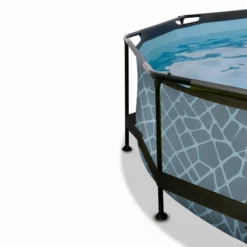 EXIT Stone Pool ø360x76cm mit Filterpumpe und Abdeckung - Grau