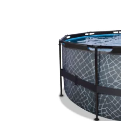EXIT Stone Pool ø488x122cm mit Sandfilterpumpe und Abdeckung - Grau