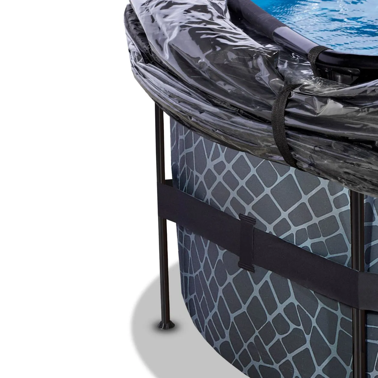 EXIT Stone Pool ø488x122cm mit Sandfilterpumpe und Abdeckung - Grau