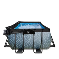 EXIT Stone Pool 540x250x122cm mit Sandfilterpumpe und Abdeckung - Grau