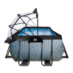 EXIT Stone Pool 540x250x122cm mit Sandfilterpumpe und Abdeckung - Grau