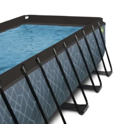 EXIT Stone Pool 540x250x122cm mit Sandfilterpumpe und Abdeckung - Grau