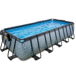 EXIT Stone Pool 540x250x122cm mit Sandfilterpumpe und Abdeckung - Grau