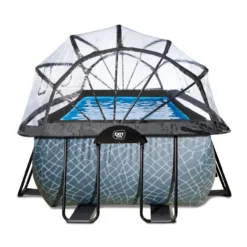 EXIT Stone Pool 540x250x122cm mit Sandfilterpumpe und Abdeckung - Grau
