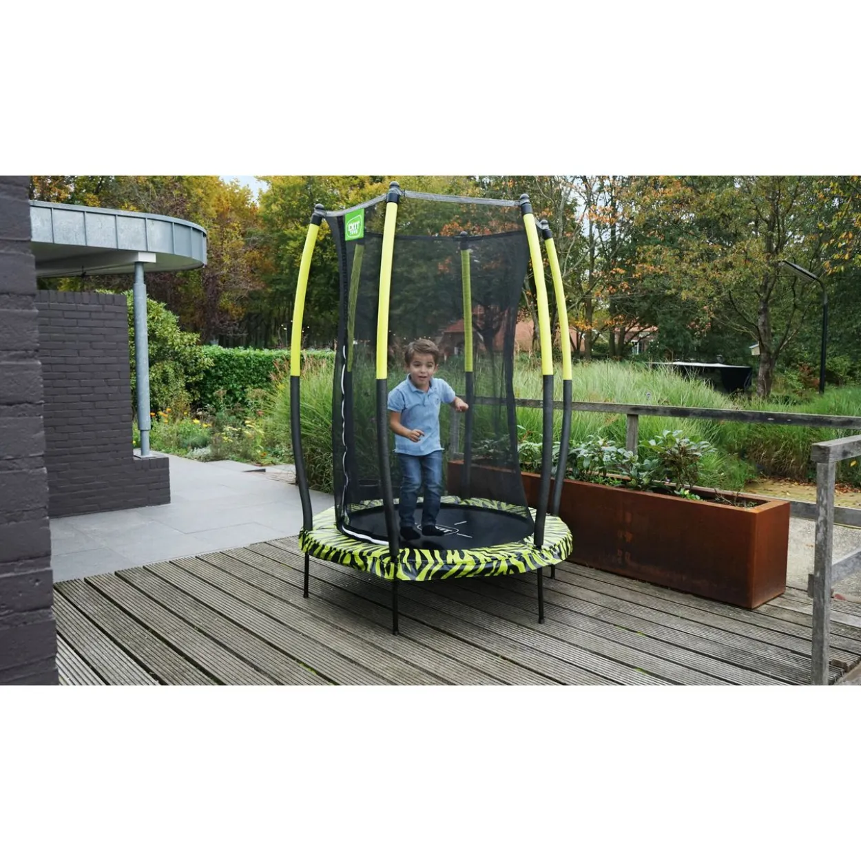EXIT Tiggy junior Trampolin mit Sicherheitsnetz ø140cm - schwarz/grün
