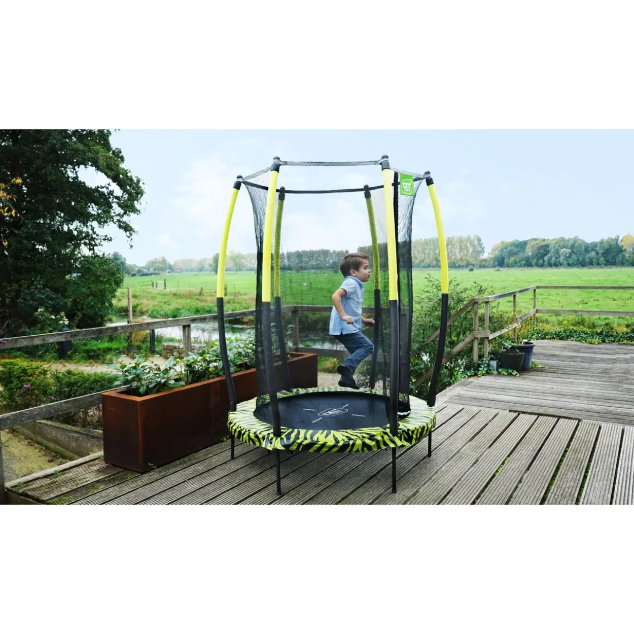 EXIT Tiggy junior Trampolin mit Sicherheitsnetz ø140cm - schwarz/grün